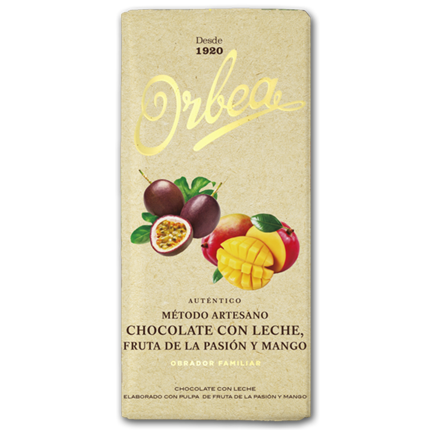 Chocolate con Leche Fruta de la Pasión y Mango